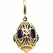 14K Yellow Gold Genuine Cabochon Amethyst Charm Pendant