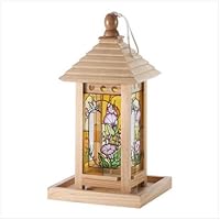 Wood and Painted Glass Birdfeeder - Style 33231