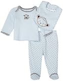 Little Me Silly Monkey Lap Shoulder Set with Bib, Light Blue