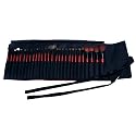 FASH Qualité professionnelle Série 2011 Brosse cosmétique Set avec étui en cuir simili, chèvre et le raton laveur, 28 pièces