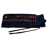 FASH Qualité professionnelle Série 2011 Brosse cosmétique Set avec étui en cuir simili, chèvre et le raton laveur, 28 pièces