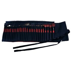 FASH Qualit� professionnelle S�rie 2011 Brosse cosm�tique Set avec �tui en cuir simili, ch�vre et le raton laveur, 28 pi�ces