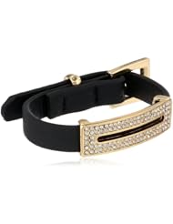 Kenneth Cole New York "Bracelet Item" Gold Pave Faux Leather Identification Bracelet, 6.5"