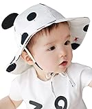YY-Shop ベビー帽子 つば付き バケットハット キッズ ハット 子供 キャップ 赤ちゃん 日焼け UV 可愛い サファリハット 水玉 春夏 男の子 女の子 (2ブラック)