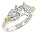 Ladies Channel Set Princess Cut and Pave Set Filigree Diamond Engagement Ring with Round Yellow Diamond Bezel Accents Diamond .29cttw H/i Si2 (Center Stone Not Included)