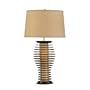 Nova Lighting 10945 Ripas Standing Table Lamp, Small, Dark Brown Wood & Brushed Nickel with Tan Linen Shade