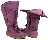 PURPLE Pom-Pom Furry Mocassin Mid-Calf Boots Women--Vegan Friendly!