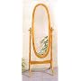 Queen Anne Style Oak Wood Finish Oval Bevelled Cheval Floor Mirror