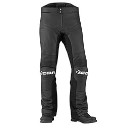 Icon Overlord Prime Men's Leather Street Motorcycle Pants - Black