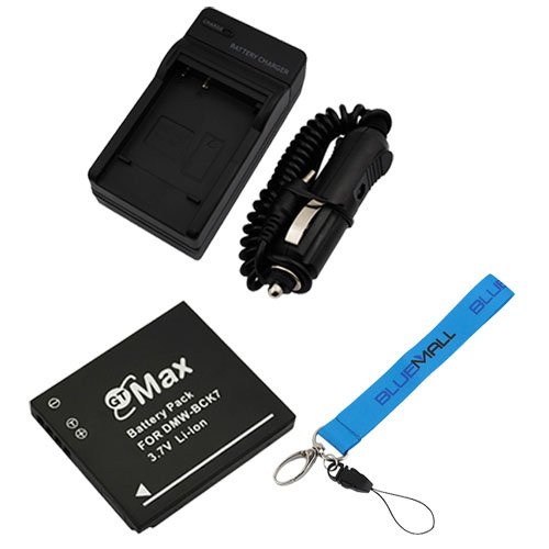 GTMax Replacement DMW-BCK7 Battery + Home Wall Travel AC Charger with Car Adapter + Wrist Strap Lanyard for Panasonic DMC-FH25 DMC-FH25K DMC-FH27 DMC-S3 DMC-S1 DMC-FH5 DMC-FP5 DMC-FH2 DMC-FP7 DMC-FX78 DMC-FX90 Digital Cameras