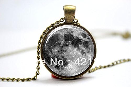 Pretty Lee 2015 Fashion Full Moon Necklace Glass Photo Necklace Bronze Glass Cabochon Necklace Christmas gift