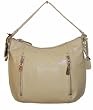 Cole Haan Patent Leather Medium Zip Hobo Handbag Nougat Beige B36749