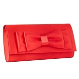 Debut Red Satin Bow Clutch Bag