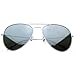 zeroUV - Original Classic Metal Standard Aviator Sunglasses - Nickel Plated Frame (Silver / Mirror)