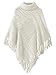 Choies Women White Turtleneck Cut Out Asymmetric Tassel Stitch Knitted Cape Jumper