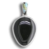 Sterling Silver Onyx Pendant with Inlaid Onyx, Turquoise and Gaspeite Bale By Sajen