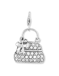 Sterling Silver Enameled 3-D Purse w/Lobster Clasp Charm