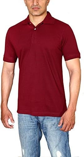 Men's Solid Polo Shirt Burgundy - Small