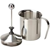 Marrywindix 800ml Stainless Steel Milk Frother Double Mesh Manual Milk Creamer Milk Foam (800ml Container Capacity with 500ml Foam Each Time)