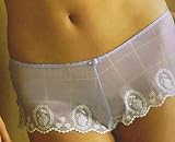 Panache Lara Boy Short Style Knickers – Blue with Ivory Embroidery