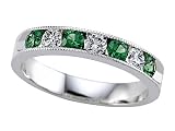 0.75 cts Diamond and Tsavorite Band With Milgrain - Platinum, 18kt White or Yellow Gold