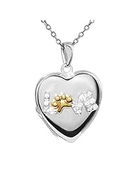 ASPCA TenderVoices Two-Tone Diamond Love Paw Locket 1/15ctw