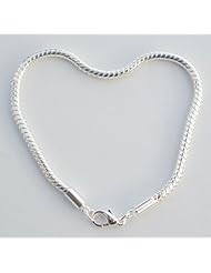 Hidden Gems (SB1007-18cm) - Sterling Silver Snake Bracelet, will fit Pandora/Troll/Chamilia Style Charms and Beads.
