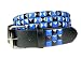 Snap On Punk Rock Black & Blue Star Studded Checker Board Pattern Leather Belt