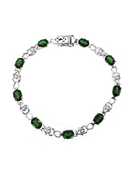 De Buman 7.73ctw Genuine Chrome Diopside and White Topaz 925 Silver Bracelet