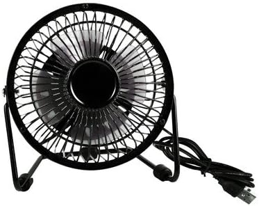 QV Tools 4" Portable USB-Powered Mini Table Fan withBuilt-In on/Off Switch and Adjustable Rubber Feet, Overall: 7" H x 6" W x 6" D - Black