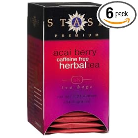 Stash Premium Acai Berry Herbal Tea, Tea Bags, 18-Count Boxes (Pack of 6)
