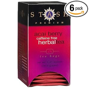 Stash Premium Acai Berry, Caffeine Free, Herbal Tea, Tea Bags, 18-Count Boxes (Pack of 6)