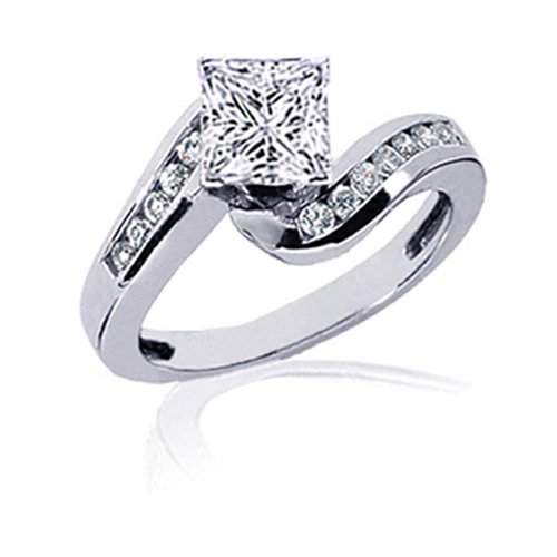 1.3 Ct Princess Cut Diamond Engagement Ring Channel 