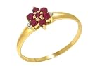 9ct Yellow Gold Ruby  And Diamond Ladies Ring
