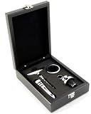 Review JMC GIFTED  / JMC 4 Piece Wine Set In Luxury Black Wooden Box