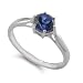 9ct White Gold 6mm Round Created Ceylon Sapphire Solitaire Ring - Size O