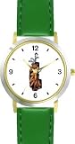 Golf Bag with Clubs - Golf Theme - WATCHBUDDY® DELUXE TWO-TONE THEME WATCH - Arabic Numbers - Green Leather Strap-Women's Size-Small