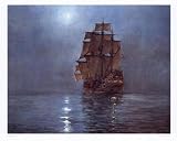 Crescent Moon Art Poster Print by Montague Dawson, 34x27