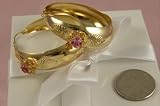 Large 14K Gold Filled Smooth Hoop Earrings Exotic Boho Pink