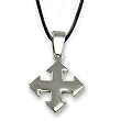 Stainless Steel Polished Arrows Pendant on 19 Inch Rubber Cord