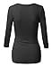 Doublju Women 3/4 Sleeve Unique Soft Fabric Draped Wrap T shirt