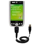 Coiled Power Hot Sync and Charge USB Data Cable w/ Tip Exchange for the Dell Axim X50v - Gomadic Brand