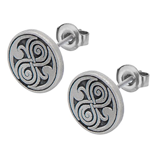 Doctor Who Women's Seal of Rassilon Engraved Stud Earrings