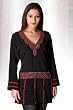 Black long sleeves Indian Kurt i/ Tunic with embroidered neckline