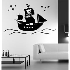 Kinder Wandtattoo Piratenschiff Pirat Kinderzimmer Wandaufkleber Schiff Groesse - 60x35cm