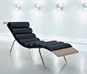 Modloft Modern Furniture: Spruce Curved Wood/Leather Modern Chaise Lounger