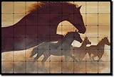 IMAGE OF Freedom by Liz Mitten Ryan - Equine Horse Tumbled Marble Tile Mural 24