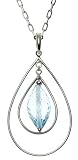 14k White Gold and Blue Topaz Teardrop Pendant, 18