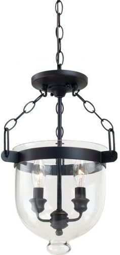 Sea Gull Lighting 77046-715 Autumn Bronze Finished Convertible Semi-Flush/Pendant with Cloche Glass Shades by Commercial Lighting