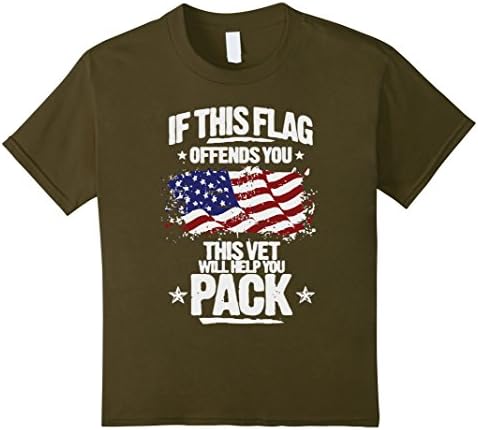 Kids Navy T Shirts - If This Flag Offends You Shirts 8 Olive